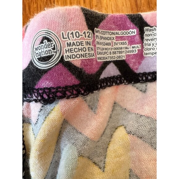 Colorful Chevron Print Girls Leggings L (10-12) Cotton/Spandex Wonder Nation - Picture 2 of 13